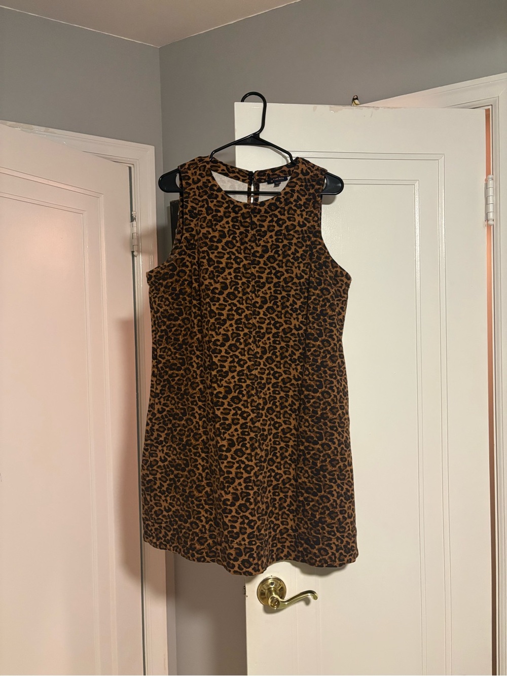 Skies Are Blue Brown and Black Leopard Print Sleeveless Shift Dress